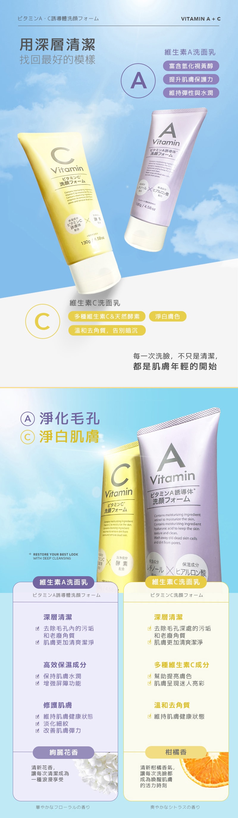 比較COMPARE-日本熊野維他命AC洗面乳-KUMANO-vitaminAC-face-cleanser_universomart宇碩協銷有限公司版權所有