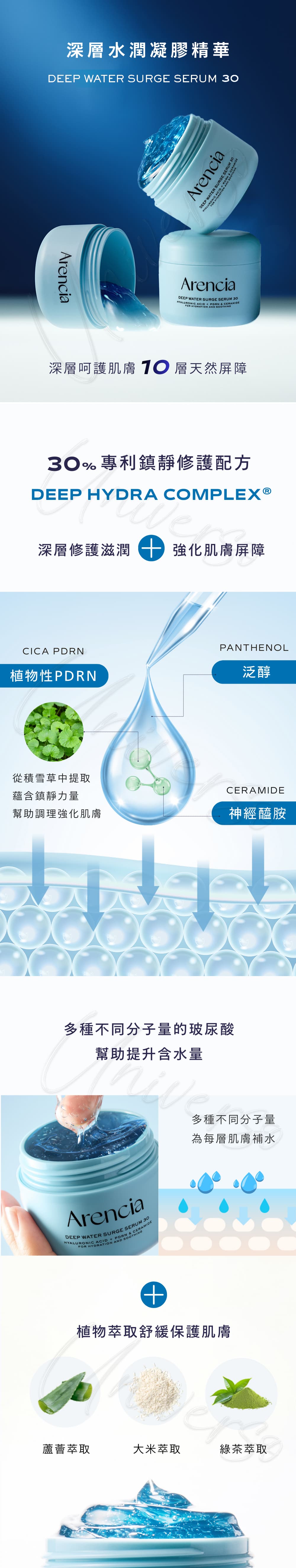 8809562192138_深層水潤凝膠精華ARENCIA-Deep-Water-Surge-Serum-30_原廠授權素材universomart宇碩協銷有限公司