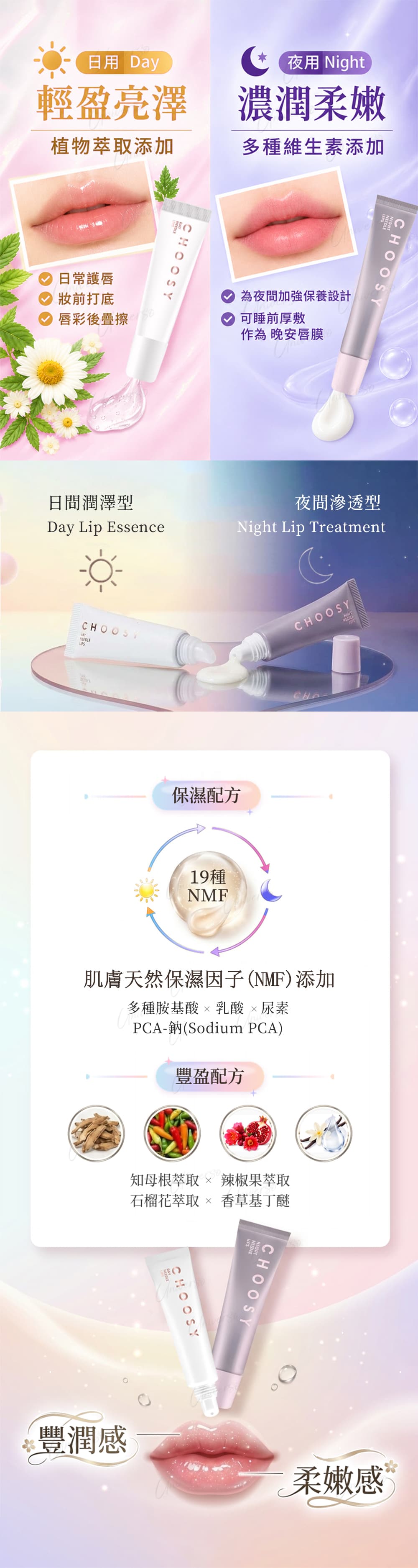 差異及共同特色-日用-夜用-Choosy-微晶護唇-Lip-Essence-Treatment-universomart-宇碩協銷有限公司.jpg