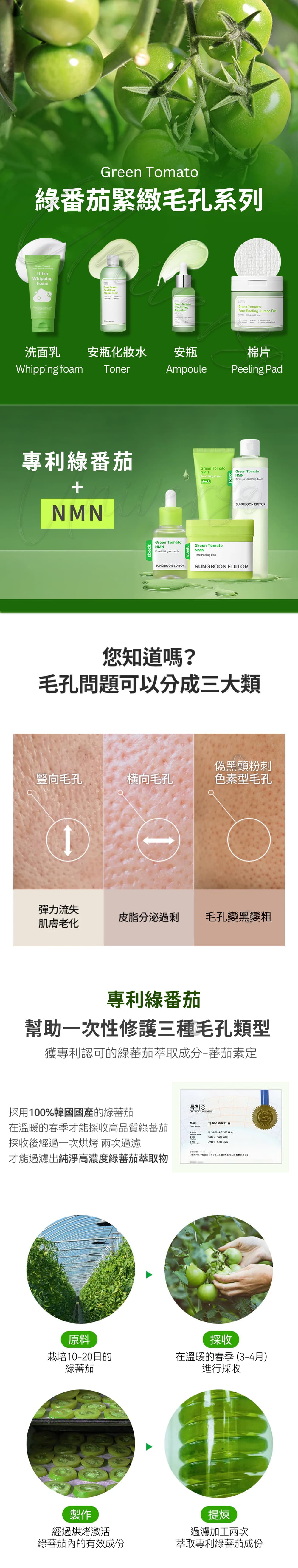 全系列共同特色-Sungboon-Editor-綠蕃茄緊緻毛孔系列-green-tomato-line-原廠授權素材-universomart-宇碩協銷有限公司