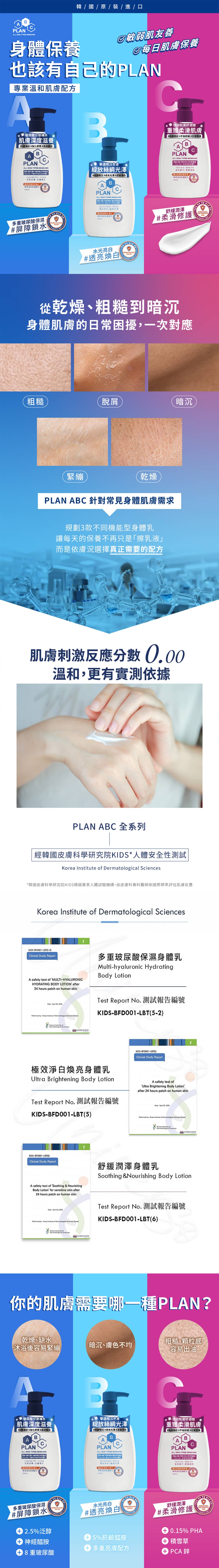 共同特色及差異-plan-abc-美白-舒緩-保濕-身體乳液-body-lotion-universomart-宇碩協銷有限公司版權所有
